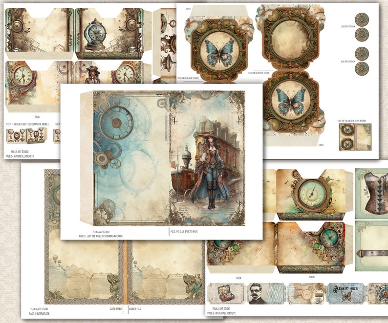 Steampunk Folding Folio Booklet: Vintage Ephemera Junk Journal (digital ...