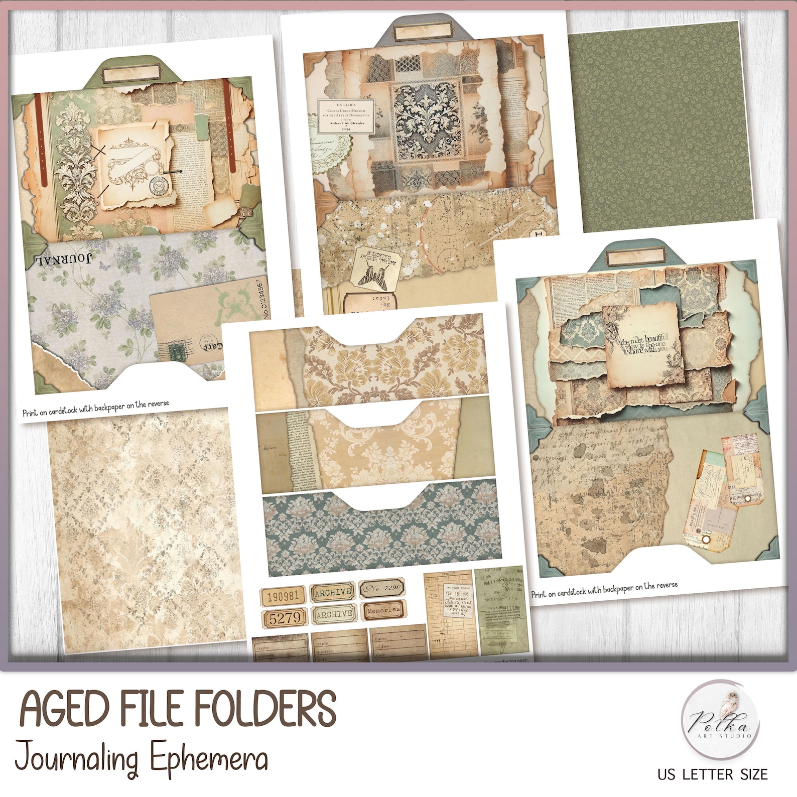 Aged Paper File Folders: Junk Journal Ephemera (digital Download) - Etsy