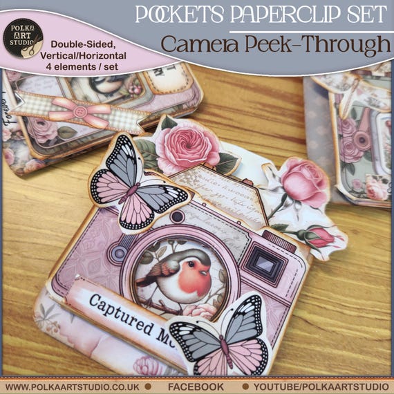 Shabby Chic Camera Paperclip Pockets: Junk Journal Ephemera (Digital Download)