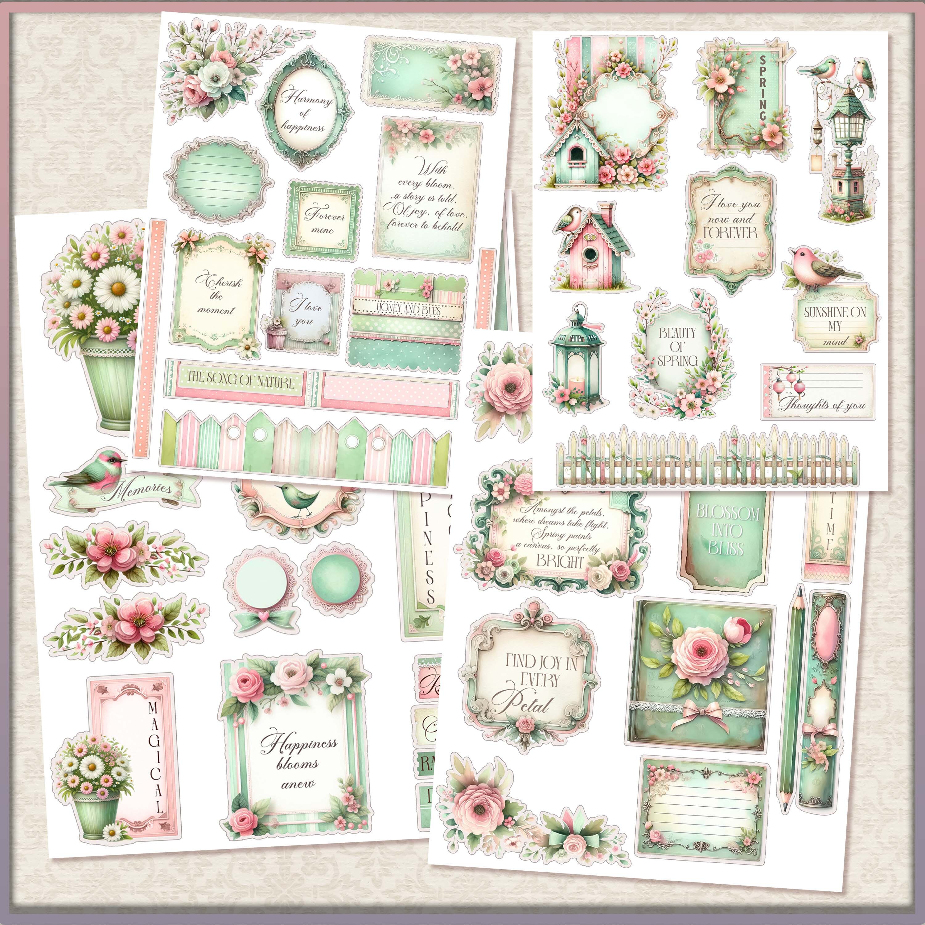 Vintage Spring Junk Journal Kit: Shabby Chic Ephemera (digital ...
