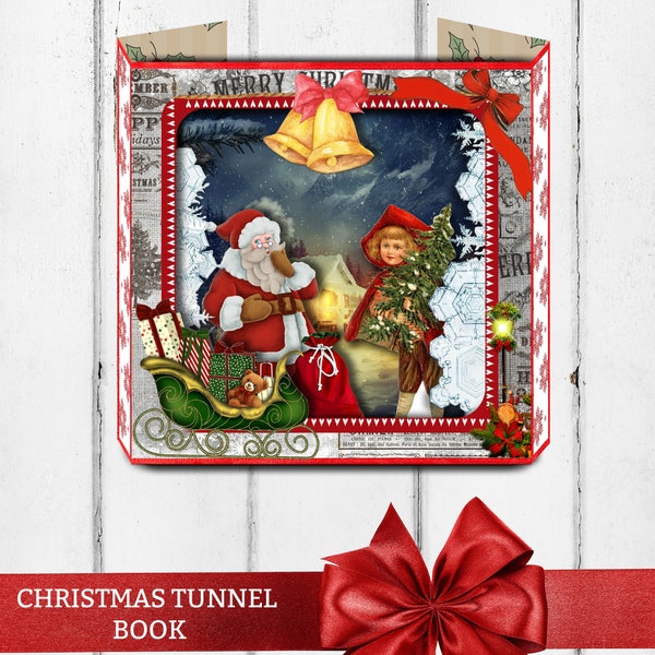 Digital Printable Christmas Tunnel Book With Instructions - Paper Decoration / Peepshow Book / Paper Project