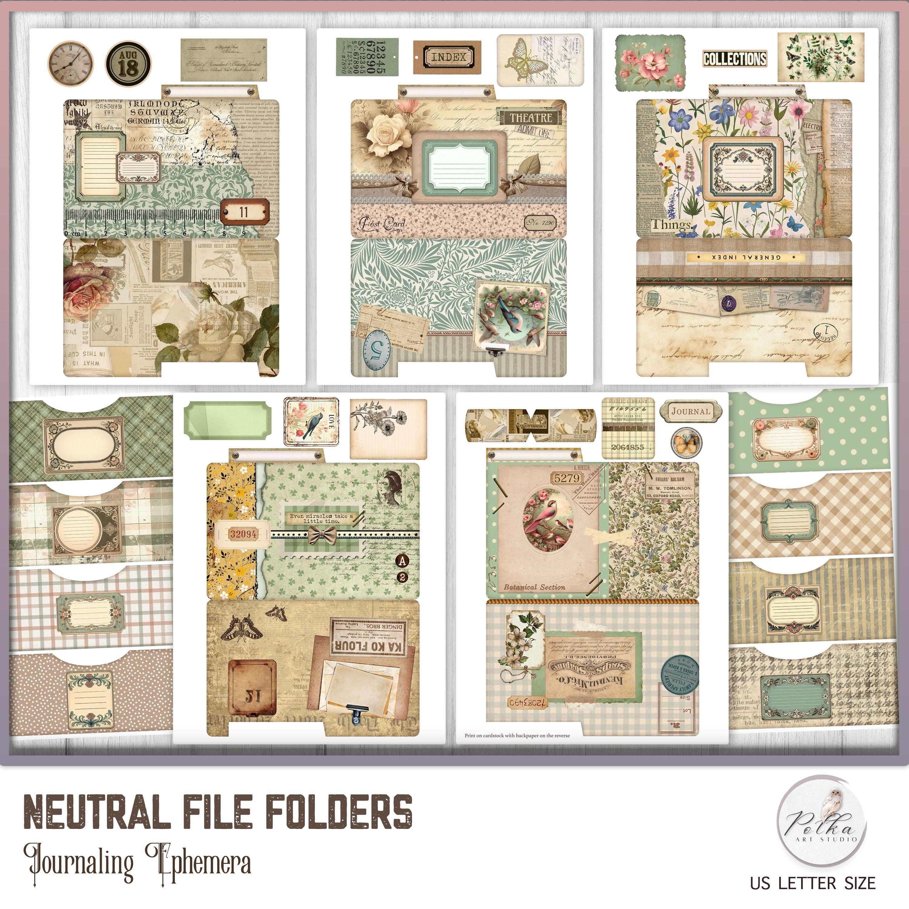 File Folder Journal Digital Junk Journal File Folders: Vintage Ephemera Inserts (digital ...