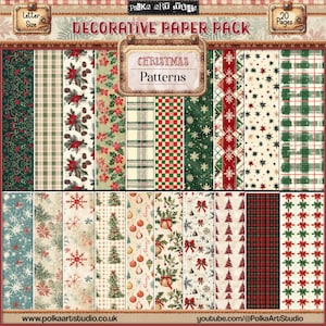Digitales rustikales Weihnachtspapier Set Scrapbooking Junk Journal Papiere, Bastelbedarf, Weihnachten druckbar, Vintage Papiere