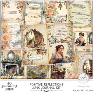 Kit Digital Junk Journal Bullet Journal di gratitudine e manifestazione positiva, diario stampabile floreale vintage, download digitale, kit digitale