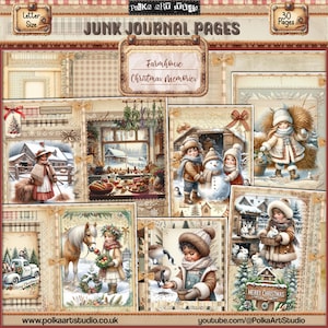 Diario basura rústico de granja, Navidad, páginas románticas vintage, páginas de diario neutrales, álbumes de recortes, paquete de papel vintage, descarga instantánea