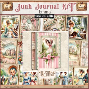 Regency &#39;Emma&#39; Mini Journal Kit: Vintage Printable Papers (Digital Download)