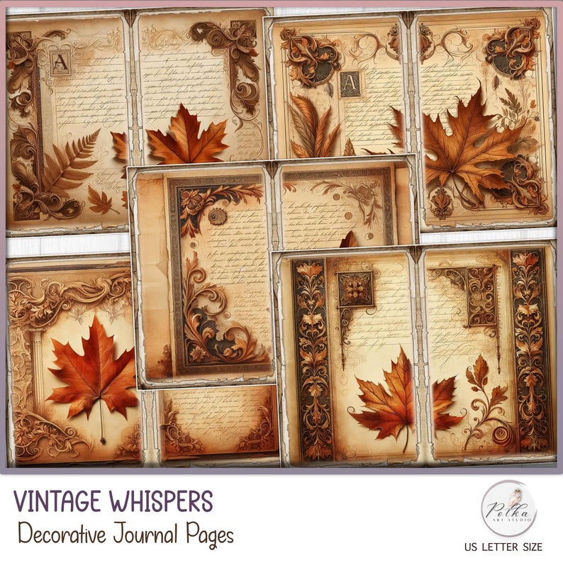 Autumn Junk Journal Pages: Shabby Chic Scrapbook Paper (digital ...