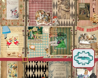 Printable junk journal "The wonderful world of Alice" / 20 pages / Instant download for personal and commercial use