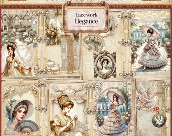 Vintage Lace Junk Journal Kit: Shabby Chic Ephemera (Digital Download)