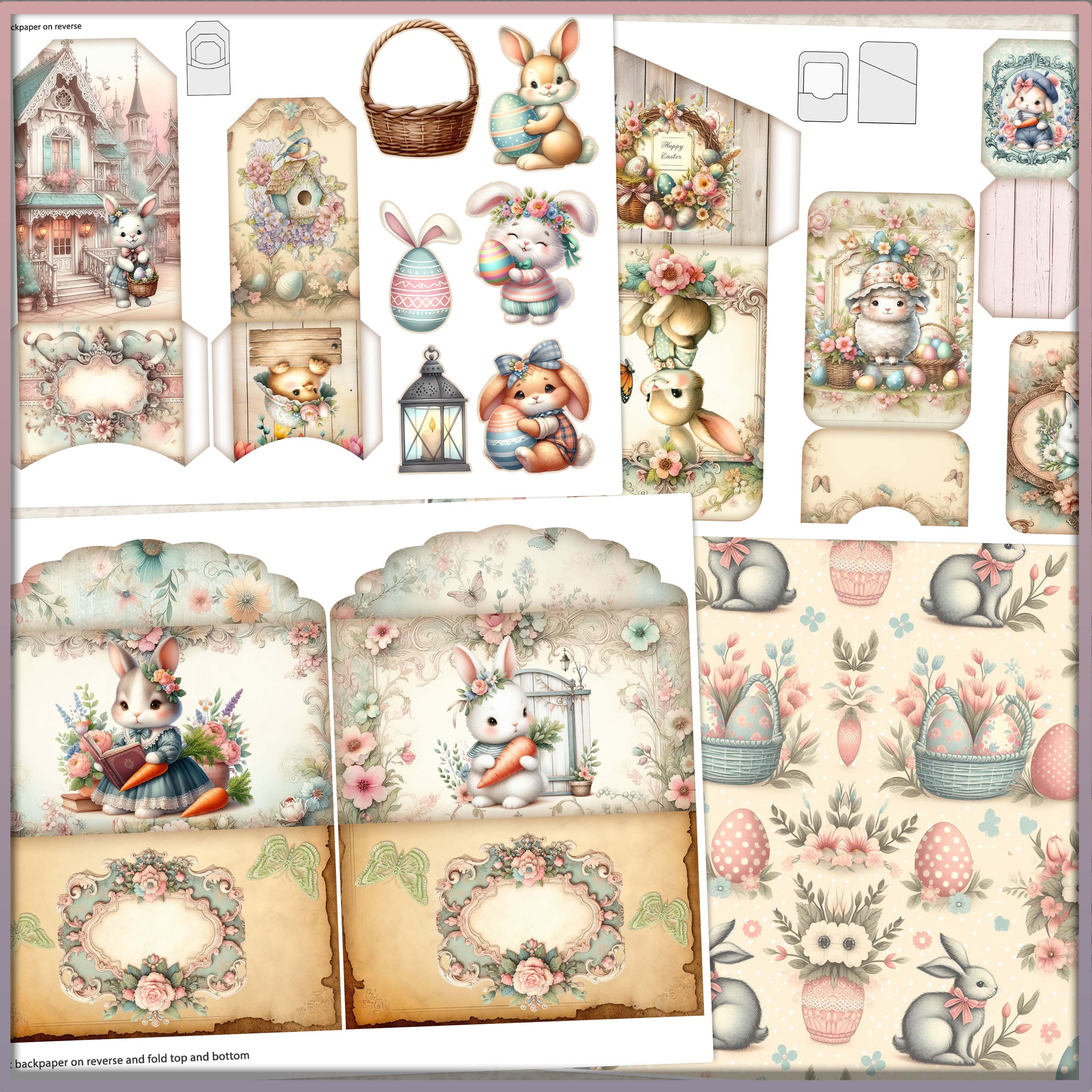 Shabby Chic Easter Bunny Junk Journal Kit: Vintage Ephemera (digital ...