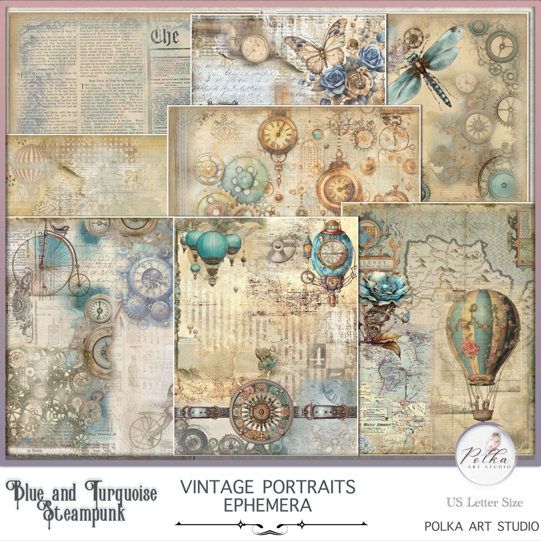 Steampunk Digital Printable Papers for Junk Journaling Crafting ...