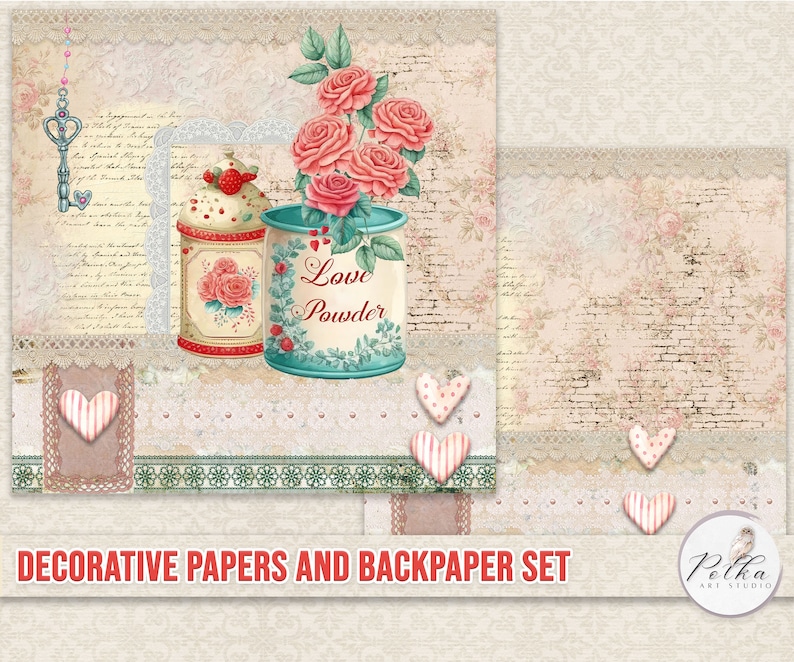 Digital Scrapbook Paper Vintage Shabby Chic Scrapbooking - Etsy