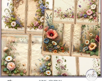 Botanical Junk Journal Kit: Vintage Wildflower Printable Pages (Digital Download)