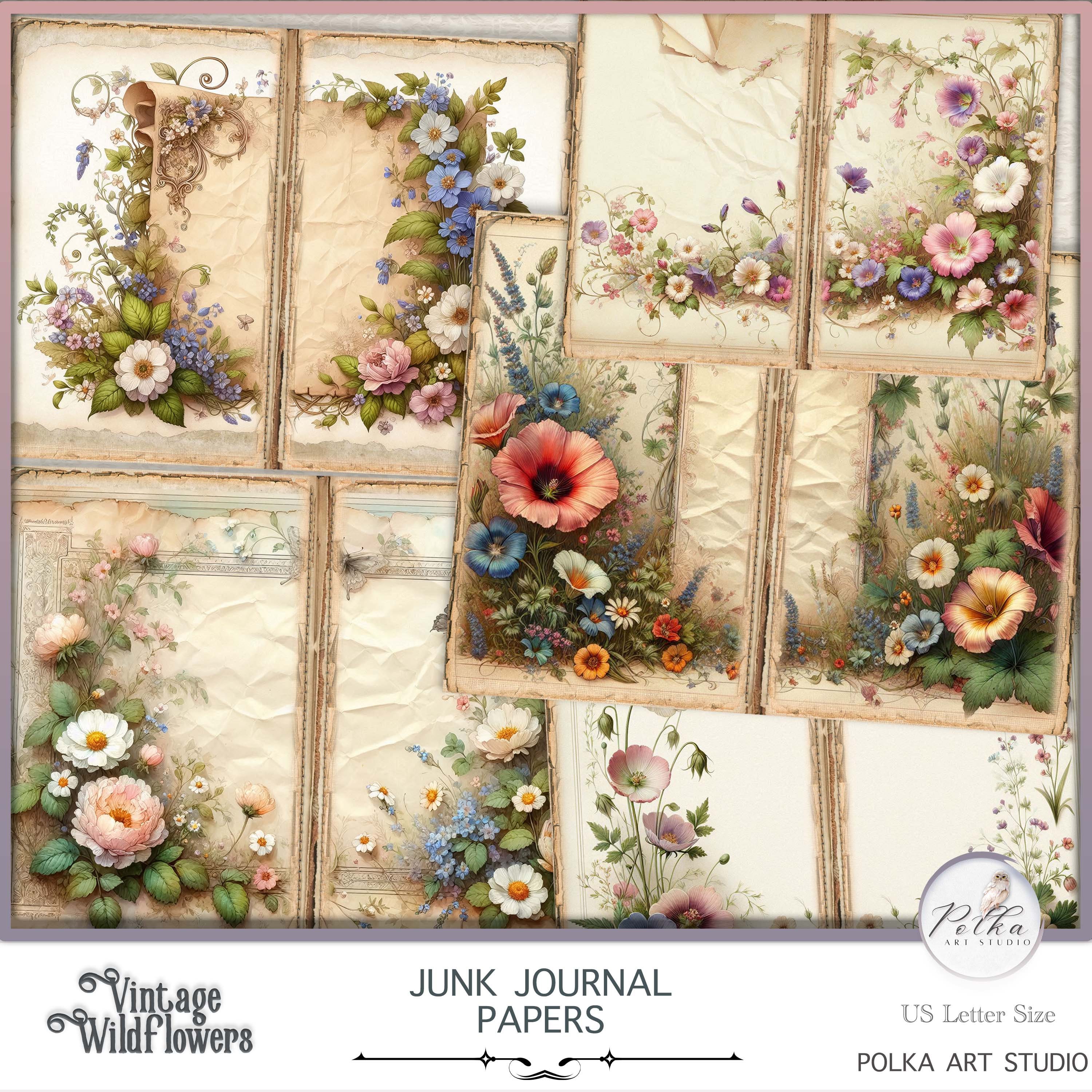 Botanical Junk Journal Kit: Vintage Wildflower Printable Pages (digital ...