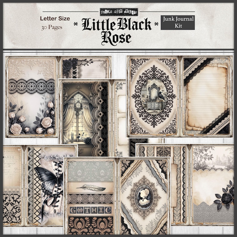 Gothic Junk Journal Kit | Little Black Rose Printable Pages | Victorian ...