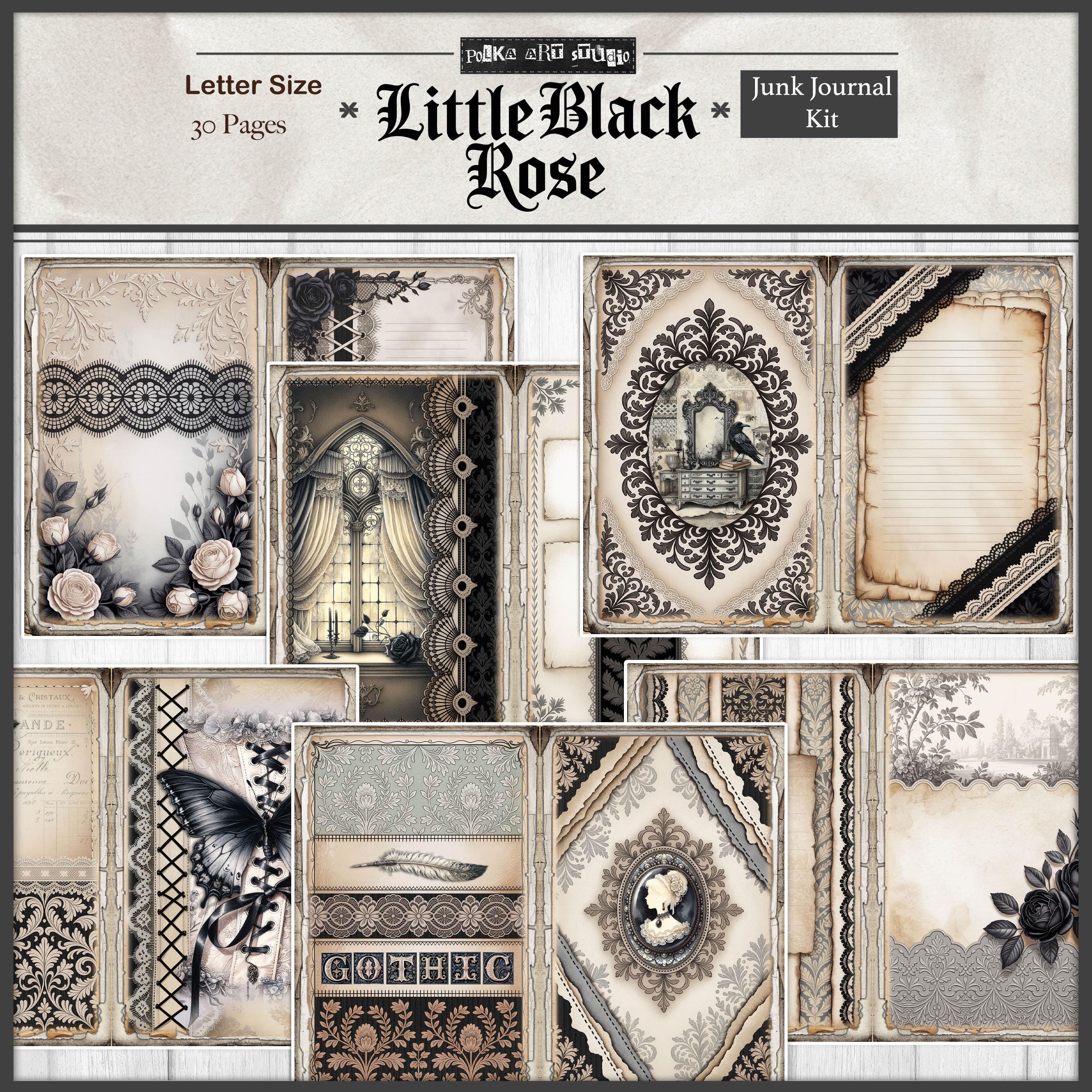 Gothic Junk Journal Kit | Little Black Rose Printable Pages | Victorian ...