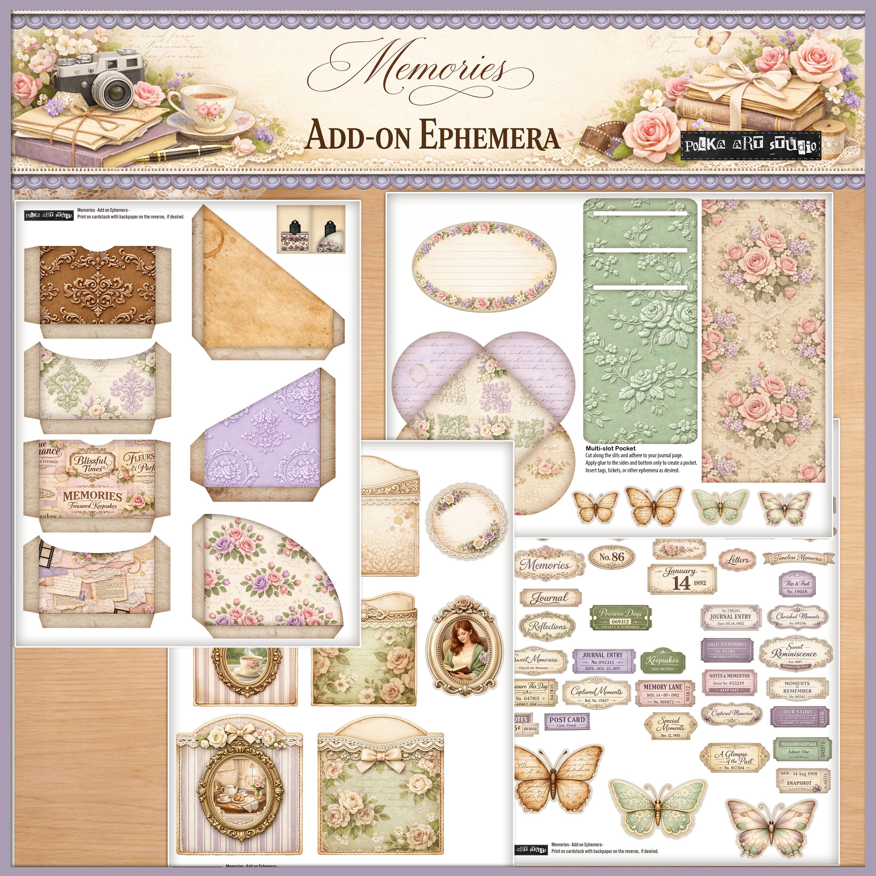 Memories Ephemera Pack, Shabby Chic Journal Ephemera, Tags Cards ...