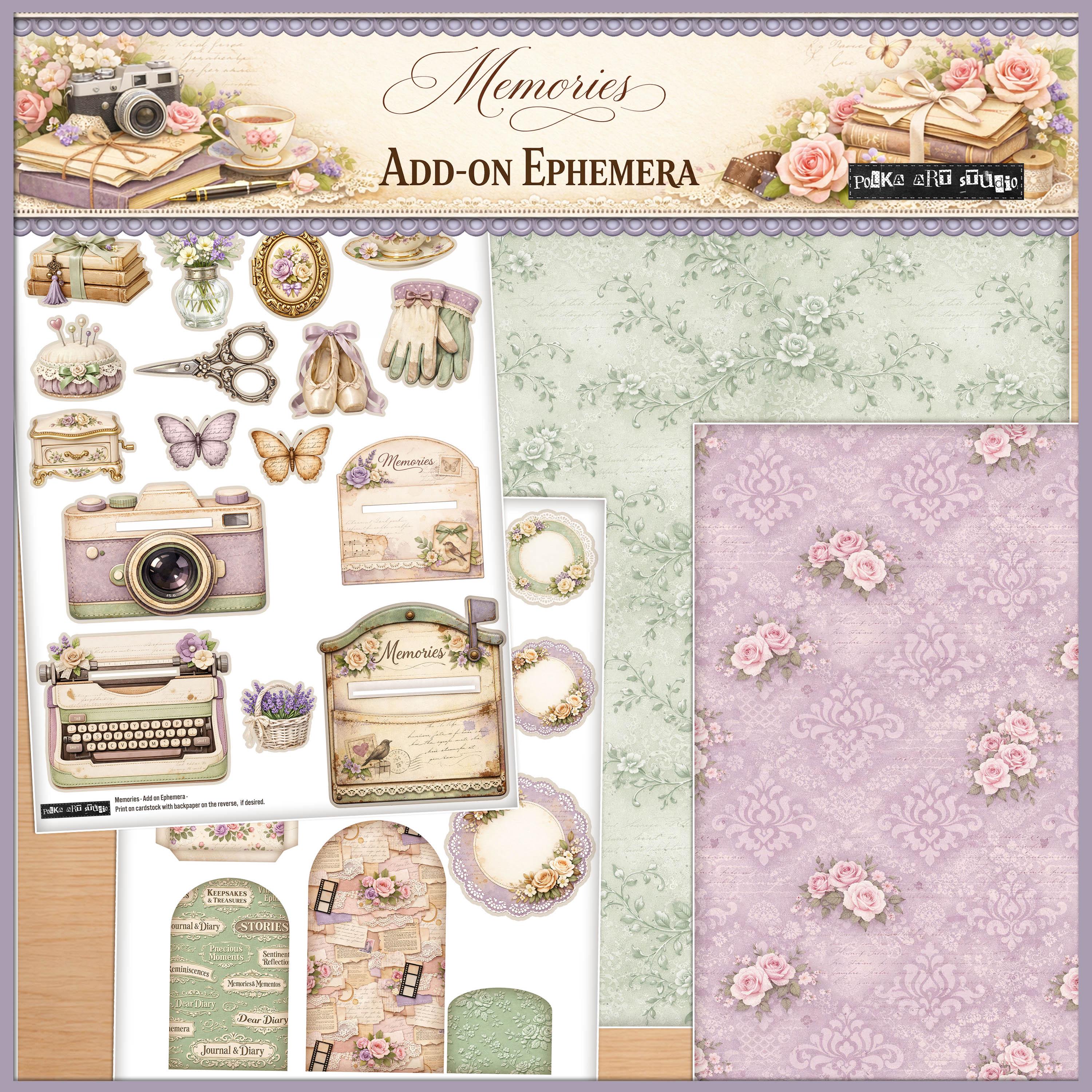 Memories Ephemera Pack, Shabby Chic Journal Ephemera, Tags Cards ...