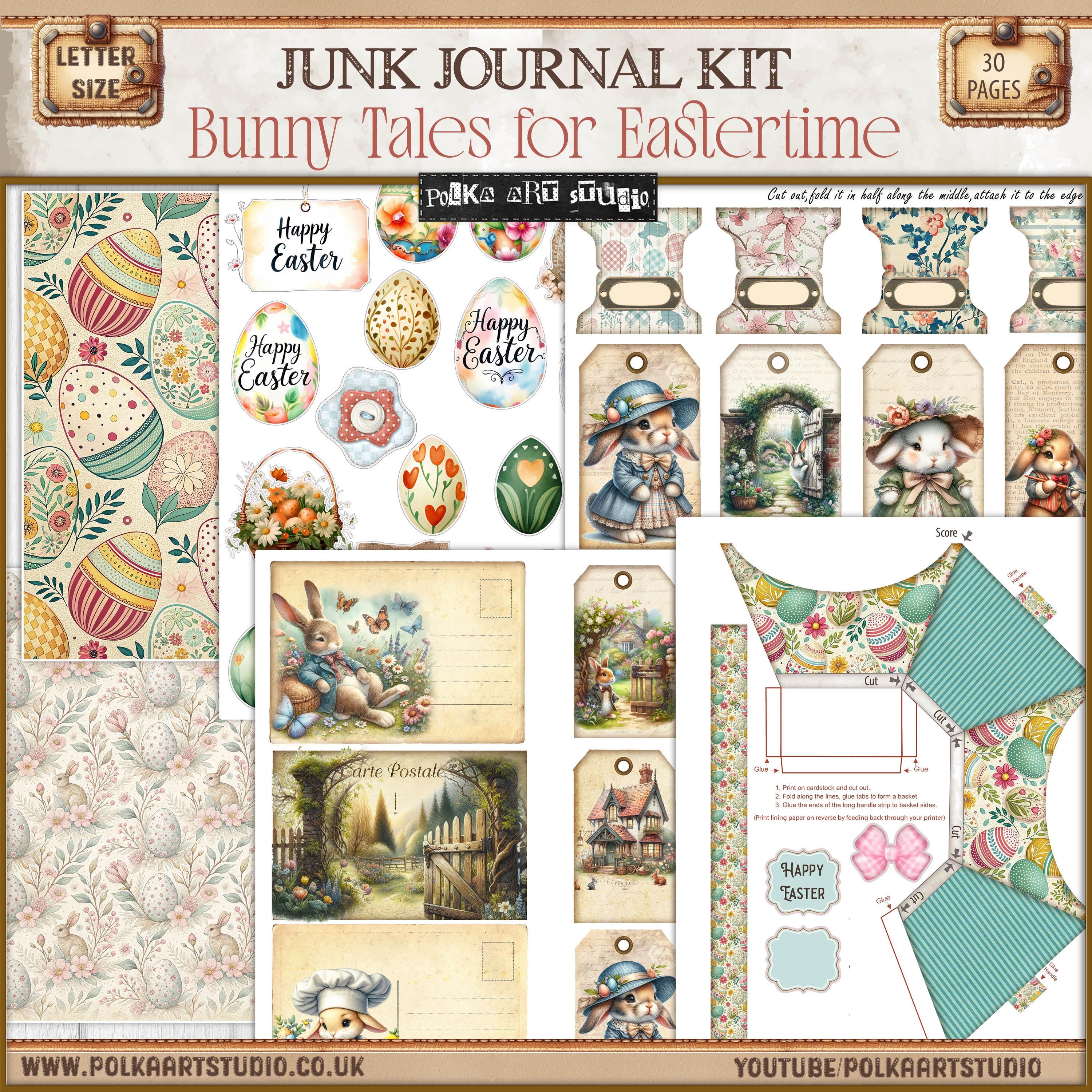 Easter Bunny Junk Journal Kit: Shabby Chic Ephemera (digital Download ...