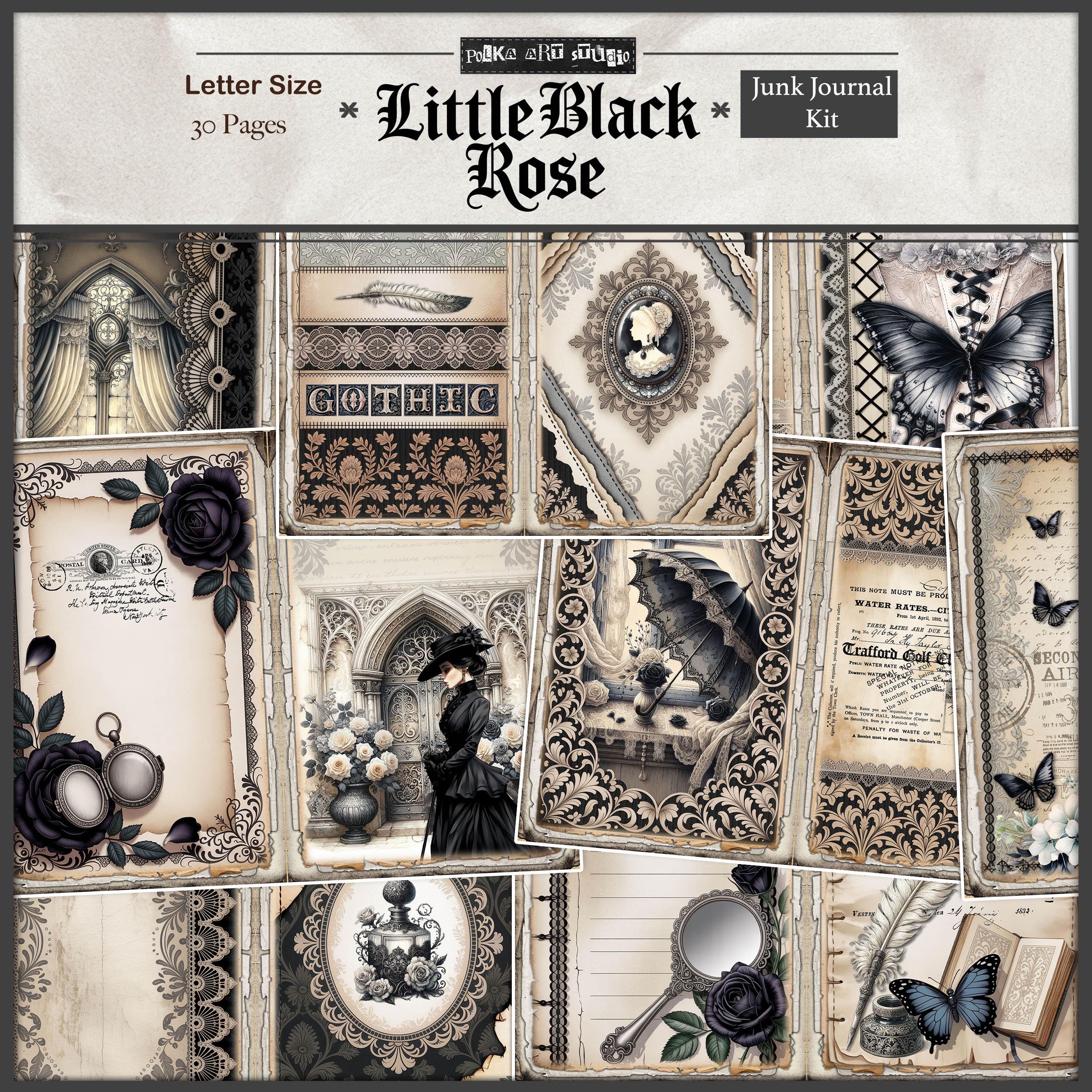 Gothic Junk Journal Kit | Little Black Rose Printable Pages | Victorian ...