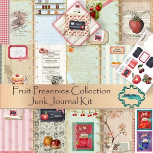 Kit de diario basura con conservas de frutas: 25 páginas imprimibles, efímeras de frutas vintage, papel decorativo, kit de scrapbooking, descarga digital instantánea