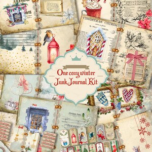 Junkjournaal "One Cozy Winter" - afdrukbare digitale download decoratief kerstdagboek