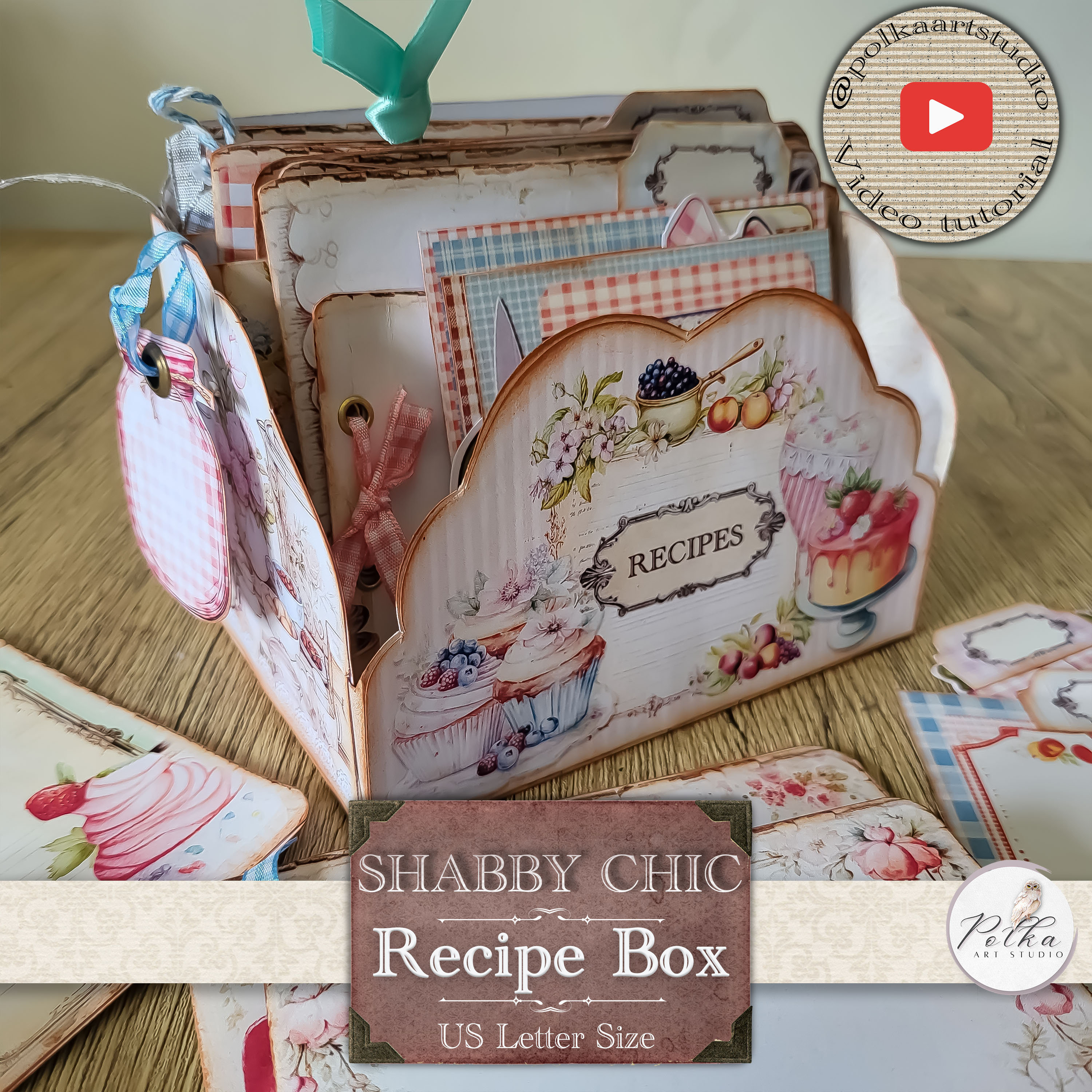 Vintage Handmade Wooden Recipe Box - Removable Lid 1980 5.25