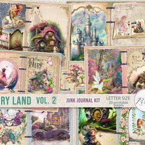 Kit numérique de journal indésirable « Fairy Land Vol. 2 », papiers imprimables Fairy Fantasy Collage, Magic Fairy Journal, scrapbooking, projet d'artisanat en papier