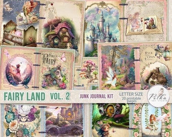 Junk Journal Digital Kit "Fairy Land Vol. 2" Printable Fairy Fantasy Collage Papers, Magic Fairy Journal, Scrapbook, Paper Craft Project
