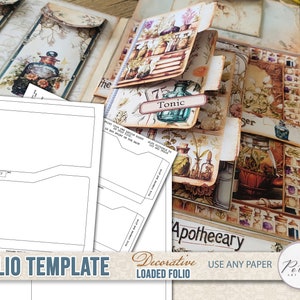 Modello di opuscolo pieghevole Junk Journal, download digitale a tre ante, download immediato stampabile, progetto di kit artigianale, kit digitale