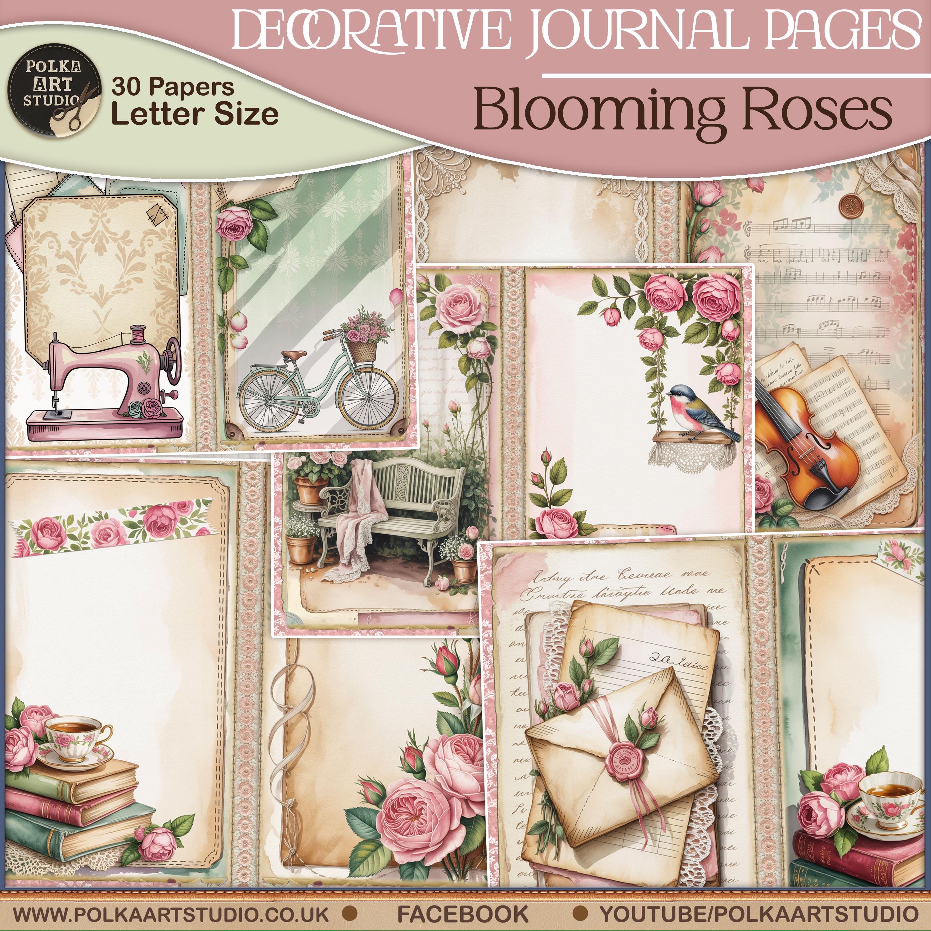 Vintage Rose Journal Kit: Printable Floral Junk Journal Pages Blooming ...