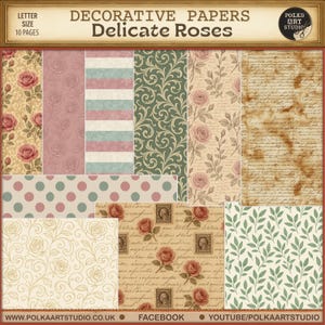 Digitales Junk Journal Dekoratives Papier, Vintage Dusty Roses Damast Papier, Florale Muster, Sofort download, druckbare Papiere
