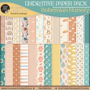 Boho Baby Digital Paper Pack – Neutral Pastel Prints for Baby Journals & Crafts, Junk Journals, Scrapbooking, Baby Shower, Baby Albums