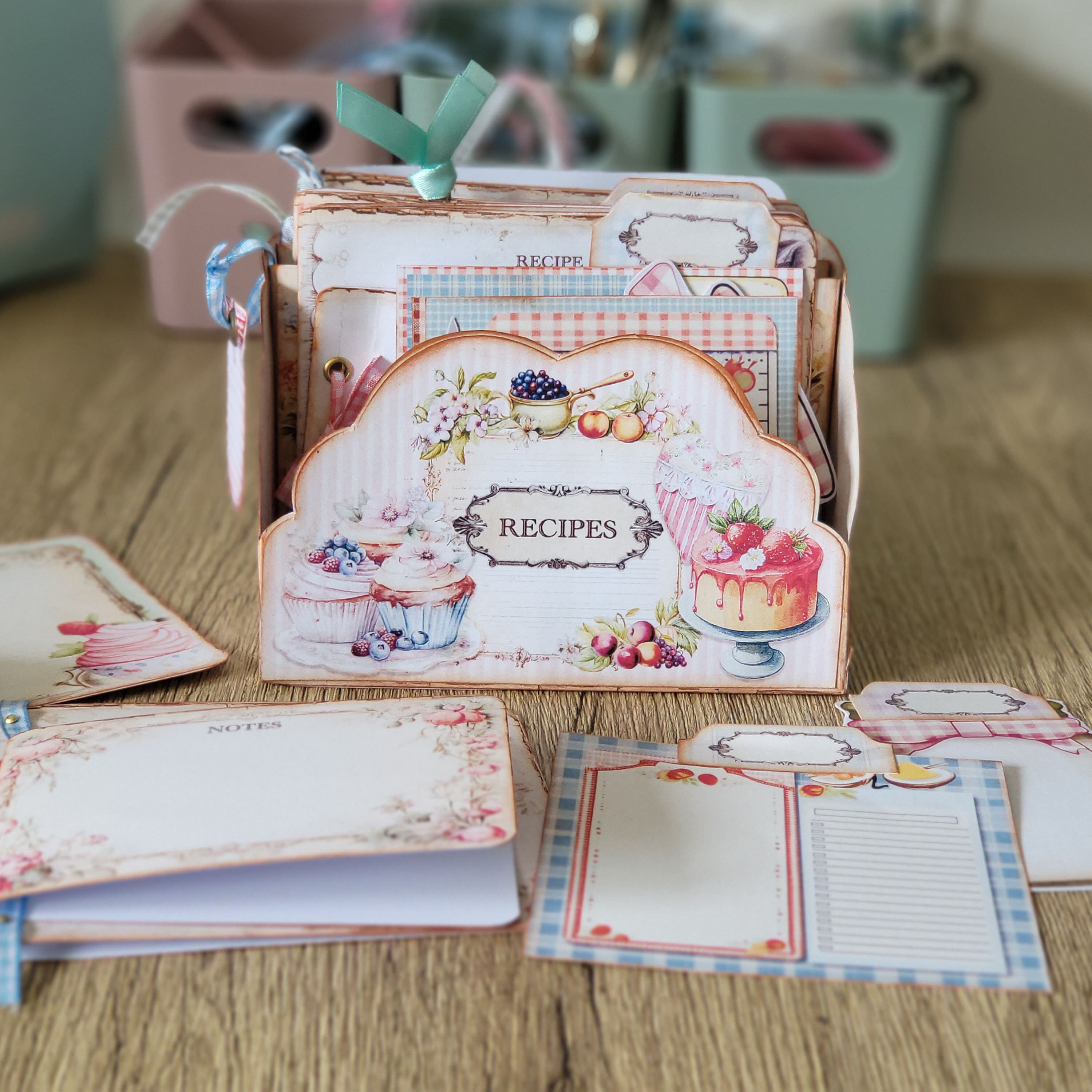 Shabby Chic Digital Recipe Box, Junk Journal Storage