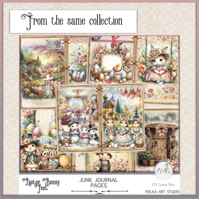 Shabby Chic Easter Bunny Junk Journal Kit: Vintage Ephemera (digital ...