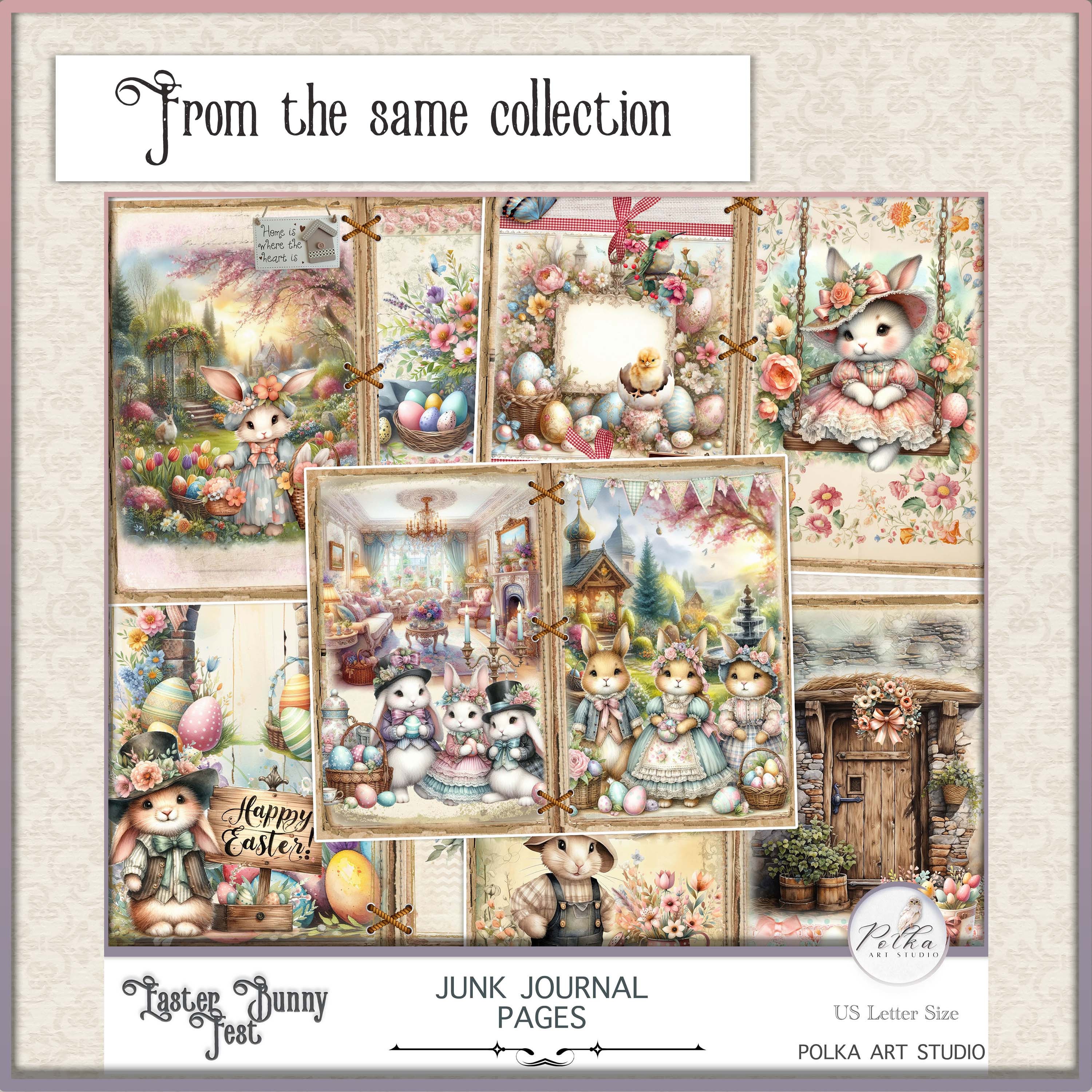 Shabby Chic Easter Bunny Junk Journal Kit: Vintage Ephemera (digital ...