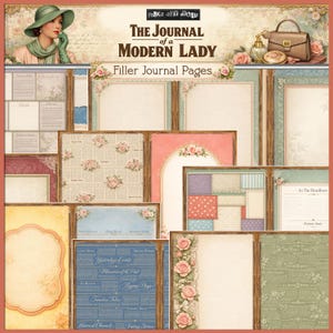 Modern Lady Filler Pages – vintage schrijfpagina's voor ongewenste tijdschriften, shabby chic afdrukbaar papier, romantische jaren 1930