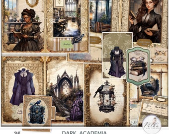 Dark Academia Junk Journal Kit: Gothic Books & Autumn Prints (Digital Download)