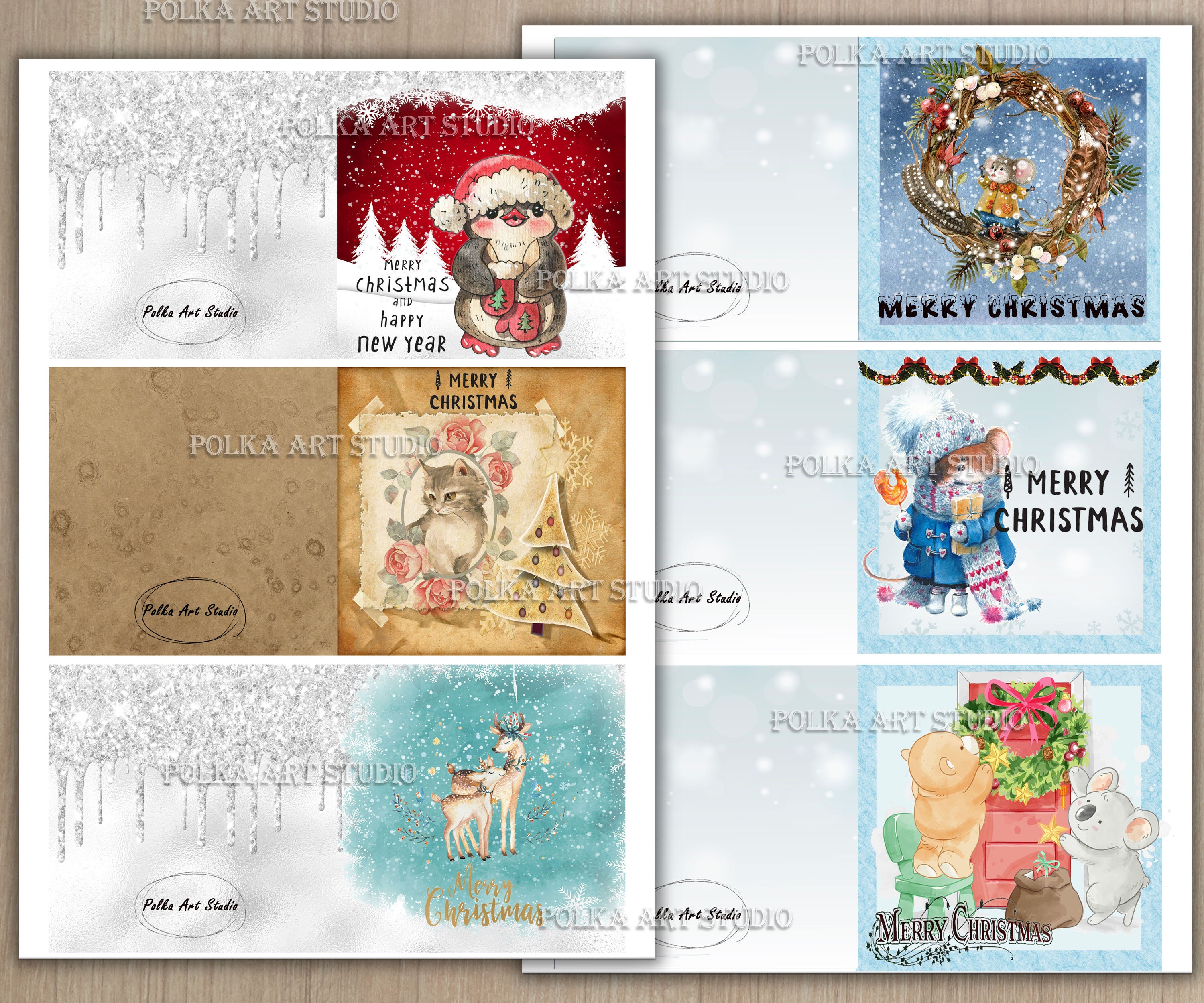 Printable Christmas Cards Pack Mix and Match the | Etsy