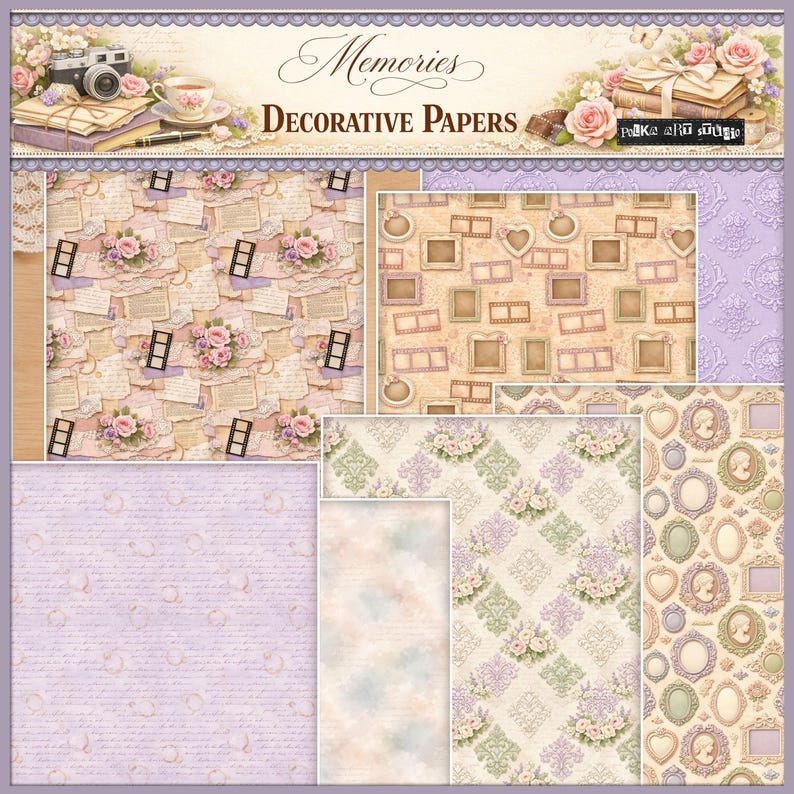 Memories Decorative Papers Kit – Printable Vintage Junk Journal Pages ...