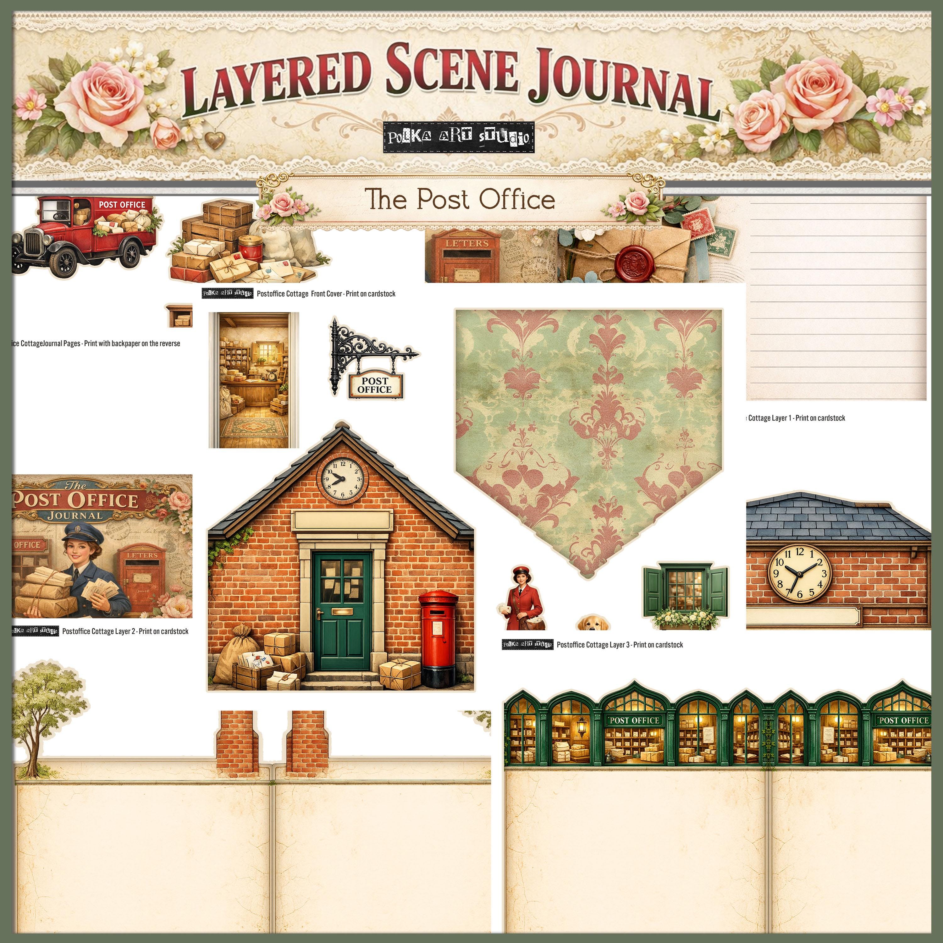 Post Office Layered Scene Journal Kit | Printable Journaling Project ...