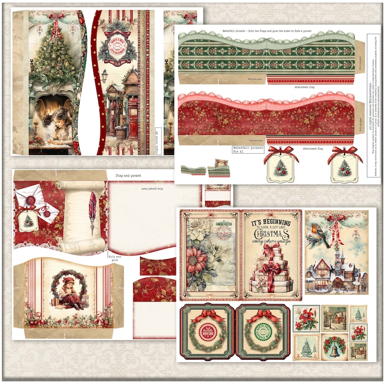 Junk Journal Christmas Folding Folio: Letters to Santa Ephemera ...