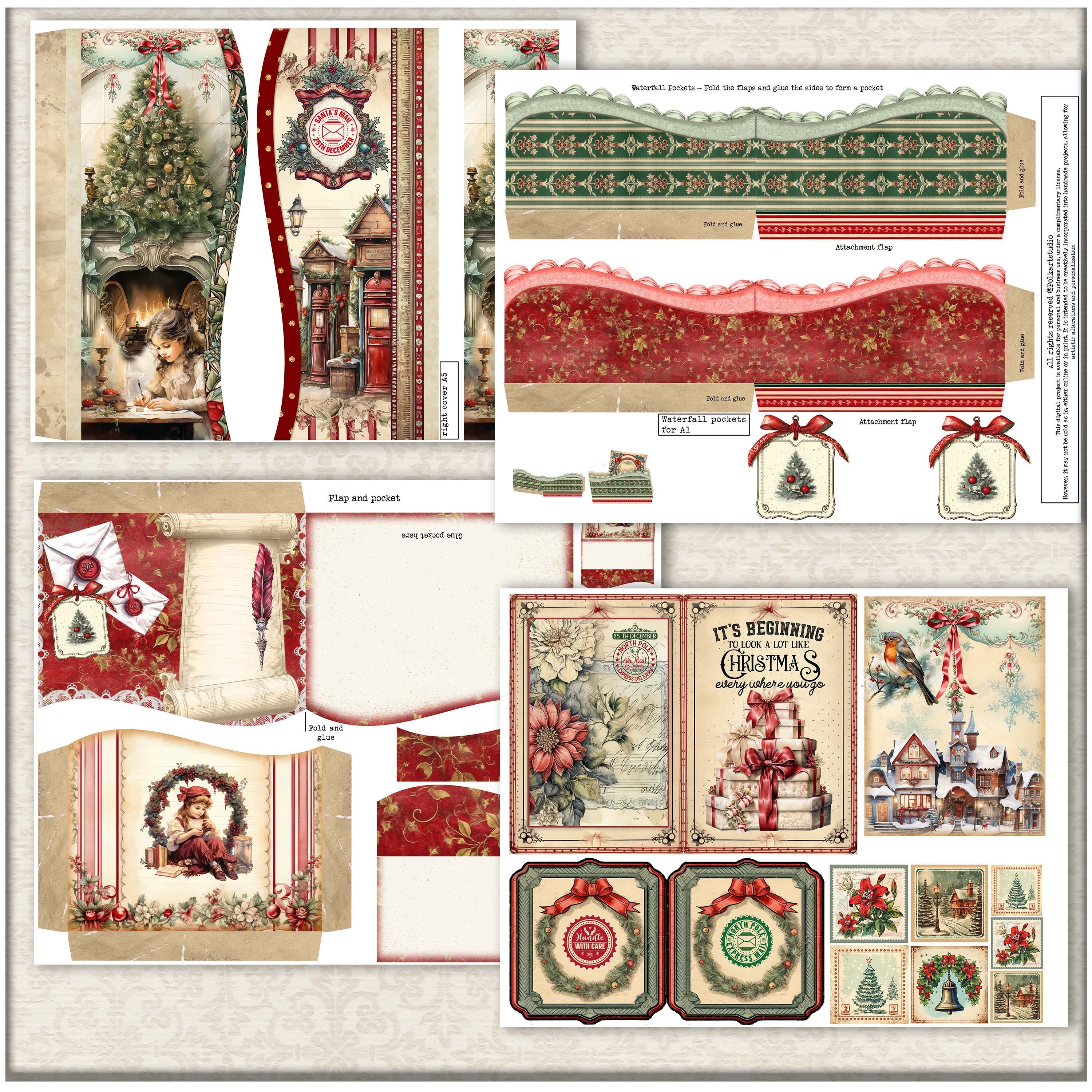 Junk Journal Christmas Folding Folio: Letters to Santa Ephemera ...