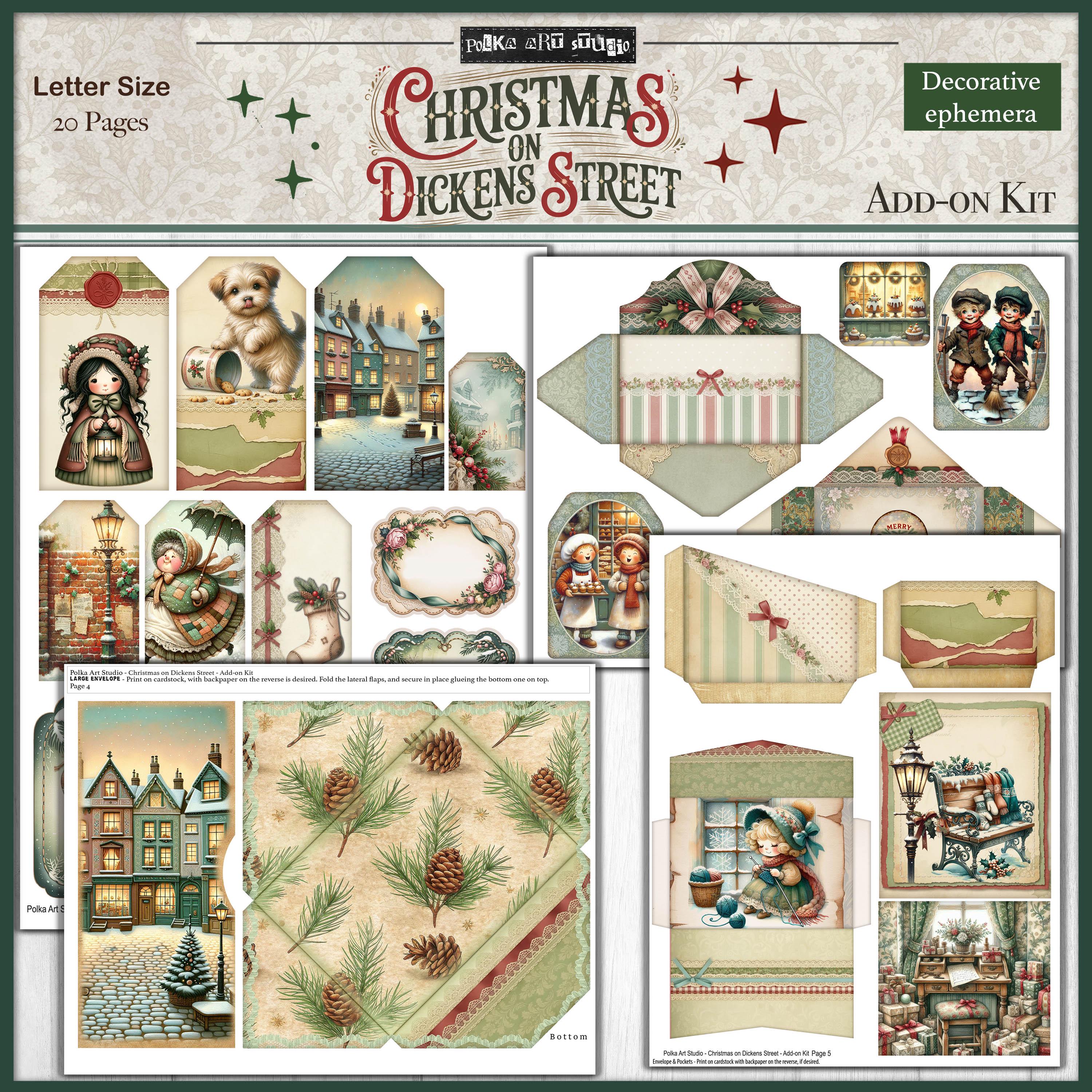 Digital Christmas Junk Journal Kit Christmas on Dickens Street, Vintage ...