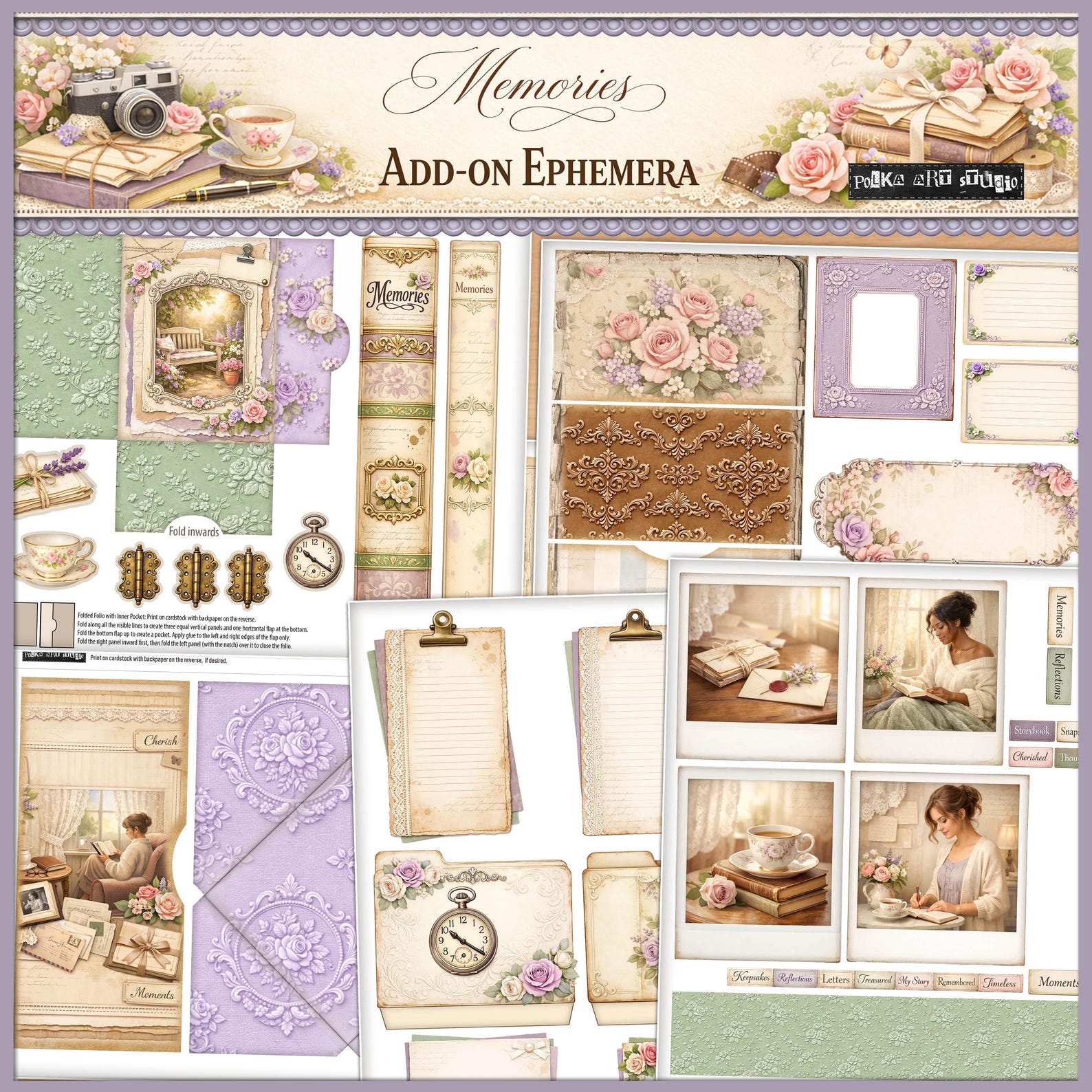 Memories Ephemera Pack, Shabby Chic Journal Ephemera, Tags Cards ...
