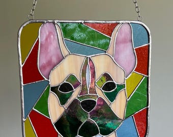 Aangepast huisdierportret glas-in-lood, raam hangen, raamdecoratie, Suncatcher