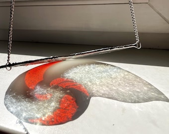 Nautilus Shell gebrandschilderd glas Suncatcher, raamdecoratie, tuindecoratie, wanddecoratie