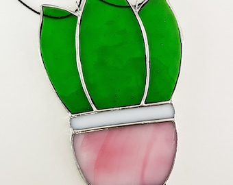 Sappig in de pot, glas-in-lood, raamdecoratie, zonnevanger, schattig decor