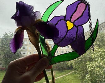 Iris Sun Catcher, Raamdecoratie, Woondecoratie, Perfect cadeau, Bloem