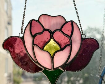 Peony Sun Catcher, Raamdecoratie, Woondecoratie, Perfect cadeau, Bloem